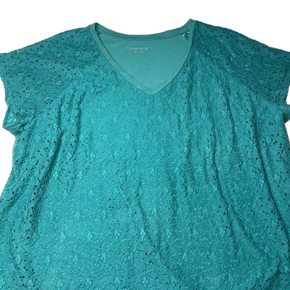 Ava & Viv Layered Lace Detailed Top Green Blouse Plus Size 4x u - Picture 2 of 7